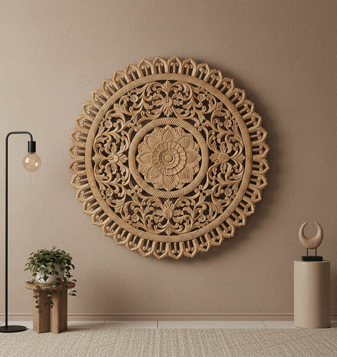 Floral Wooden Carved Wall Panel