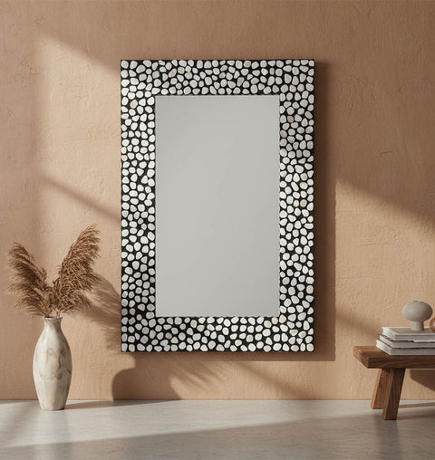 Modern Pebble Pattern Mother of Pearl Mirror Frame
