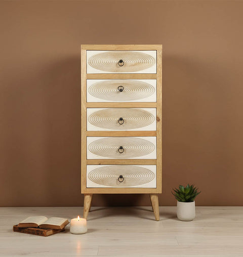 Majestic Hand Carving Solid Wood Chest of 5 Drawers