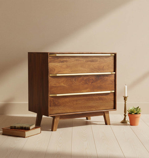 Mid-Century Modern Wooden 3-Drawer Chest of Drawers