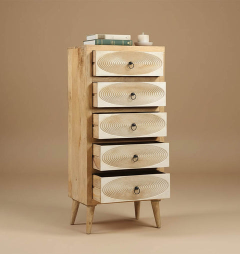 Majestic Hand Carving Solid Wood Chest of 5 Drawers