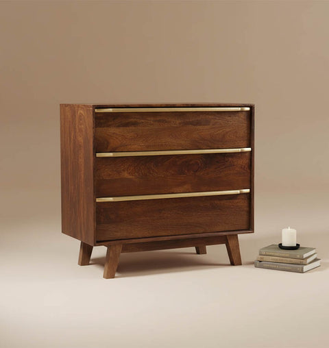 Mid-Century Modern Wooden 3-Drawer Chest of Drawers