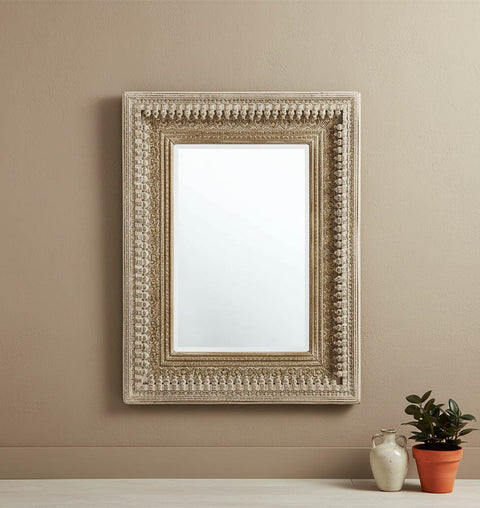 Spindle Hand-Carved Wall Mirror