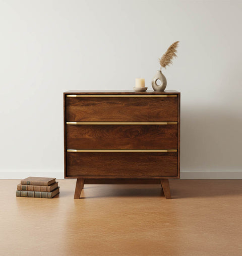 Mid-Century Modern Wooden 3-Drawer Chest of Drawers