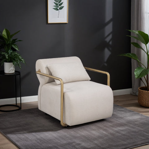 Comfy Premium Fabric Puff Armchair with Metal Legs