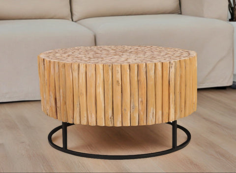 The Bamboo House Solid Wood Coffee Table with Iron Legs - Simply Home