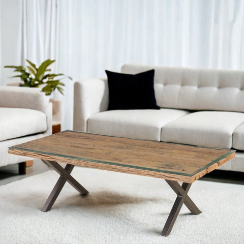 Natural Old Railway Sleeper Wood Coffee Table - Simply Home